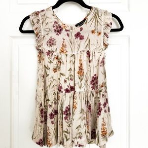 EUC Floral Flutter Sleeve Blouse